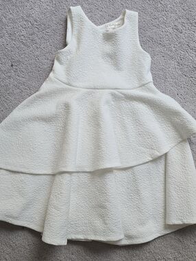 Chase + Chloe Ivory Textured Tiered Girl's Dress